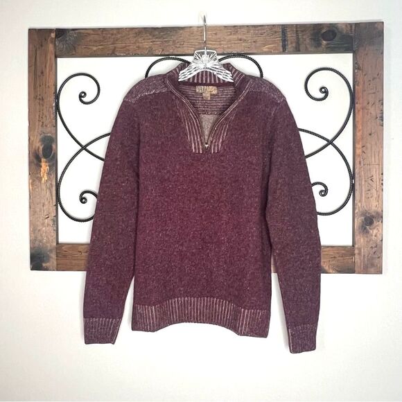Pronto Uono Y2K Grandpacore Quarter Zip  Unisex 100% Wool Burgundy Sweater SZ L - Picture 1 of 15